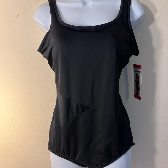 New Lands' End New Tugless Tank Swim Suit Scoop Neck Soft Cup Modest  Black M - Picture 4 of 9